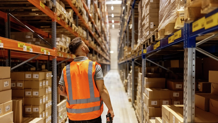 Warehouse worker managing inventory in a DP World distribution center