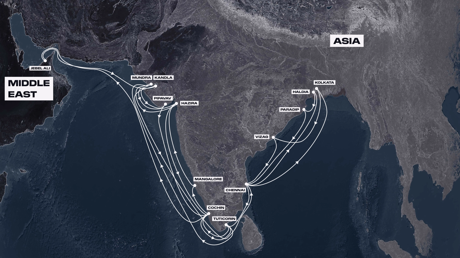 India coastal map for Shipping Solutions AMEA