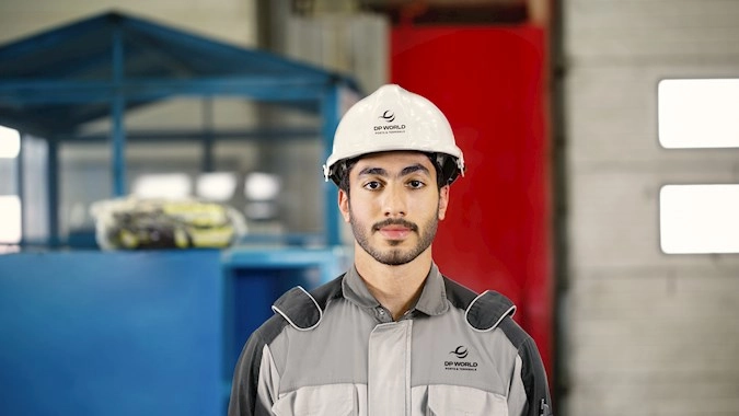 Employee with White Safety Cap