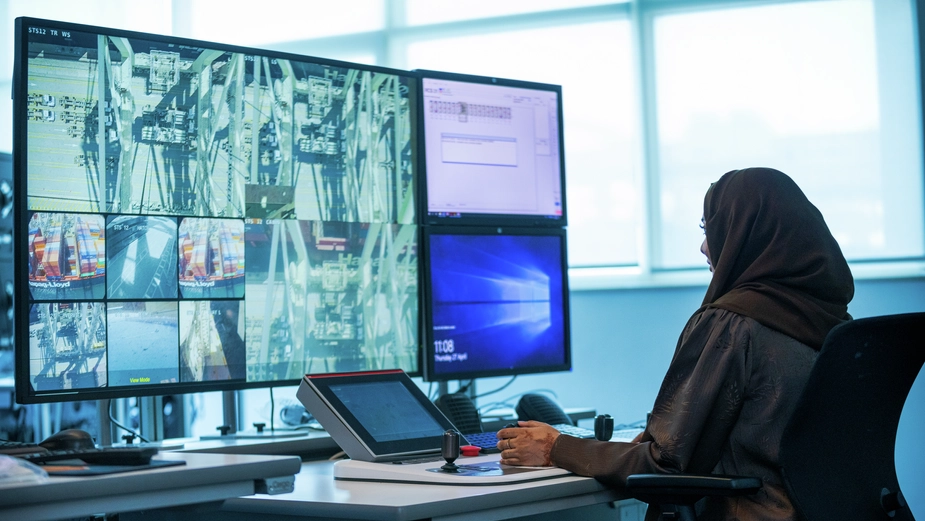 Woman managing digital solutions for ports and terminals 