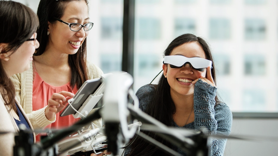 Woman wearing VR glasses