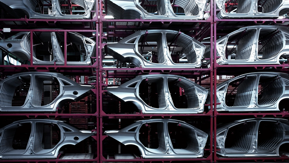Car racks in a car plant