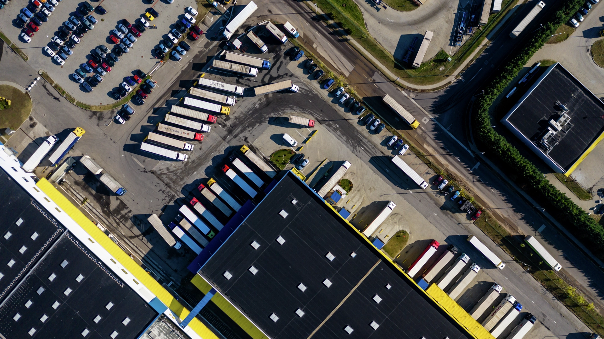 DP World warehouses from top view logistics park